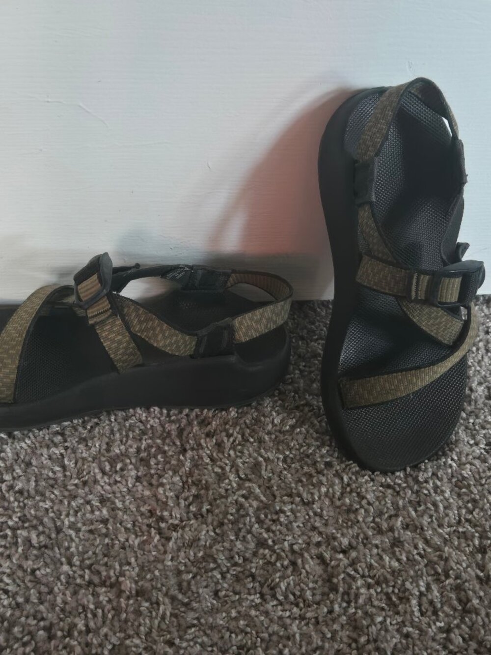 Green/Khaki and Black Chacos